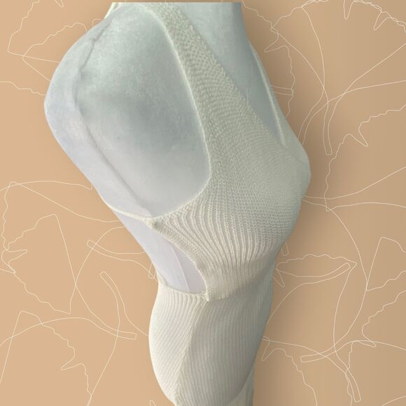 White High Slit Cover Up Mesh Textured Maxi Sun Beach Dress Backless Small - Picture 3 of 14